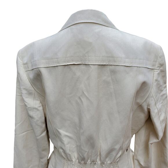 Talbots Linen Blend Beige Cream Off-white Peplum Blazer Jacket Belted Sz 14 - Picture 7 of 9